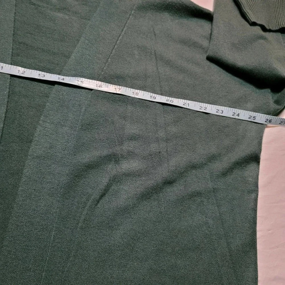 Debut women's Green Cardigan Sweater Size M Long Sleeve Open Pockets slit sides - Picture 6 of 10